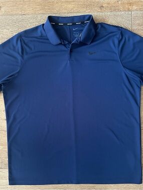 Nike Golf Dri-FIT Polo Shirt Mens XXL Navy Blue Short Sleeve Performance Swoosh